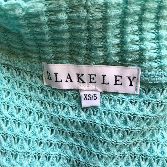 Blakeley Blue Waffle Knit Open Front Lola Cardigan Long Sleeve Women's XS/S - Picture 6 of 8